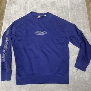 Quiksilver Sweater‎ Mens Small Blue Crewneck Surf Skate Pullover Logo Spell Out